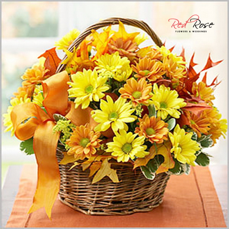 Lilies and Kerberas in a basket